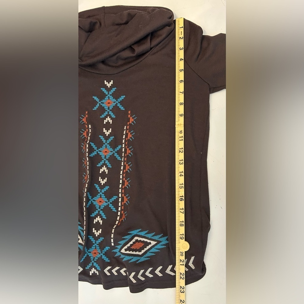 Womens Roper Brown Cowl Neck Tribal Embroidered Western Cowgirl Sweater Sz Sm - Picture 10 of 11